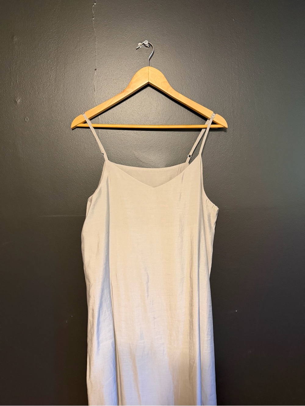 Steel Grey Slip Dress with Spaghetti Straps - Picture 2 of 15